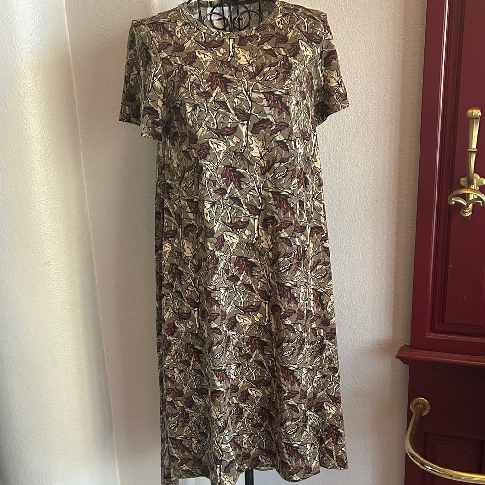 Brown Fall Leaves T Shirt Dress